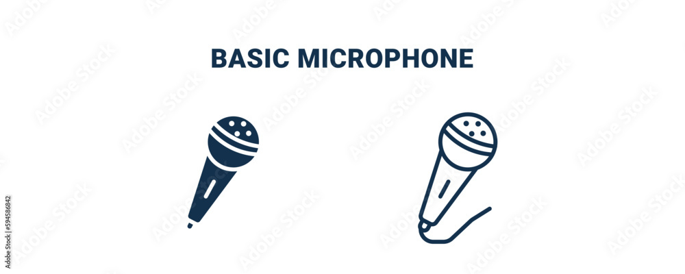 basic microphone icon. Outline and filled basic microphone icon from ...