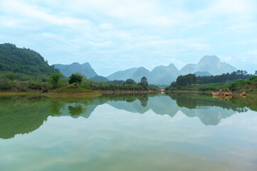 Wall Mural - Lakes and mountains in karst landform