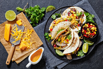 Poster - Beef Steak Tacos with veggies, avocado, corn