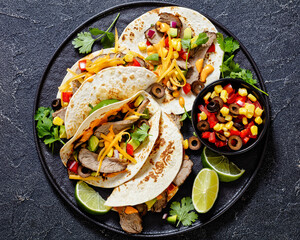 Sticker - Beef Steak Tacos with veggies, avocado, corn