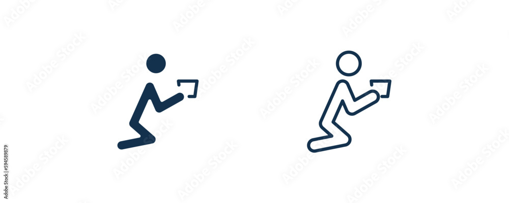 begging icon. Outline and filled begging icon from humans and behavior collection. Line and glyph vector isolated on white background. Editable begging symbol.