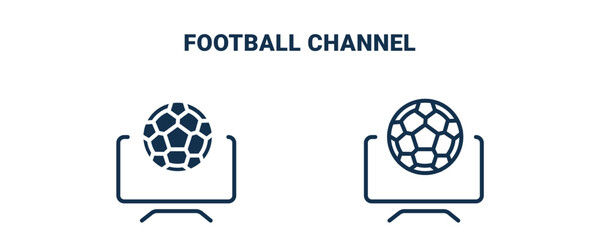 Wall Mural - football channel icon. Outline and filled football channel icon from sport and games collection. Line and glyph vector isolated on white background. Editable football channel symbol.