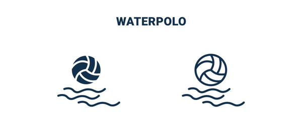 Sticker - waterpolo icon. Outline and filled waterpolo icon from sport and games collection. Line and glyph vector isolated on white background. Editable waterpolo symbol.