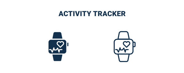 Sticker - activity tracker icon. Outline and filled activity tracker icon from electronic device and stuff collection. Line and glyph vector isolated on white background. Editable activity tracker symbol.