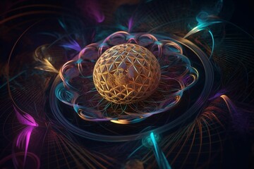Wall Mural - 3d illustration multicolored astral world of sacred geometry. generative ai