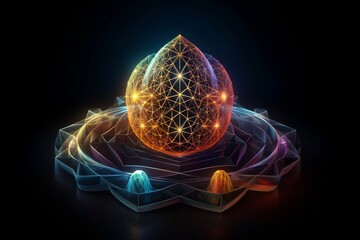Wall Mural - 3d illustration multicolored astral world of sacred geometry. generative ai