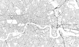 Fototapeta Londyn - Monochrome city map with road network of London