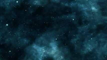 Wall Mural - space flight into dark green nebula