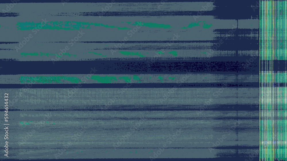 Glitch texture. Digital noise. Electronic defect. Blue green color ...