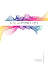 Wall Mural - Annual white paper minimalistic report cover template with colorful curves