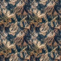 Aerial view on brown mountains. AI generative illustration.