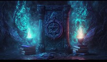 A Magical Background In The Arcane Sorcery Mastery Style - Mysterious Arcane Magic Wallpaper - Stylish Vintage Retro Ancient Sorcery Backdrop Texture - Created With Generative AI Technology