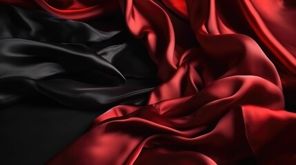 Red cloth waves background texture.. Created with generative AI