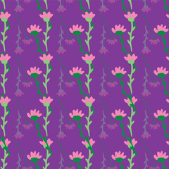 Wall Mural - Minimal abstract flowers, vector repeat pattern