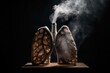 Pollution and lung disease concept, heavy polluted air impact on lungs causing cancer and multiple illnesses, respiratory system collapse Generative AI
