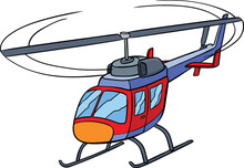 Helicopter Cartoon Colored Clipart Illustration