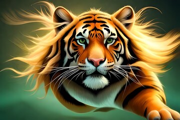 Wall Mural - Tiger swimming, Generative AI