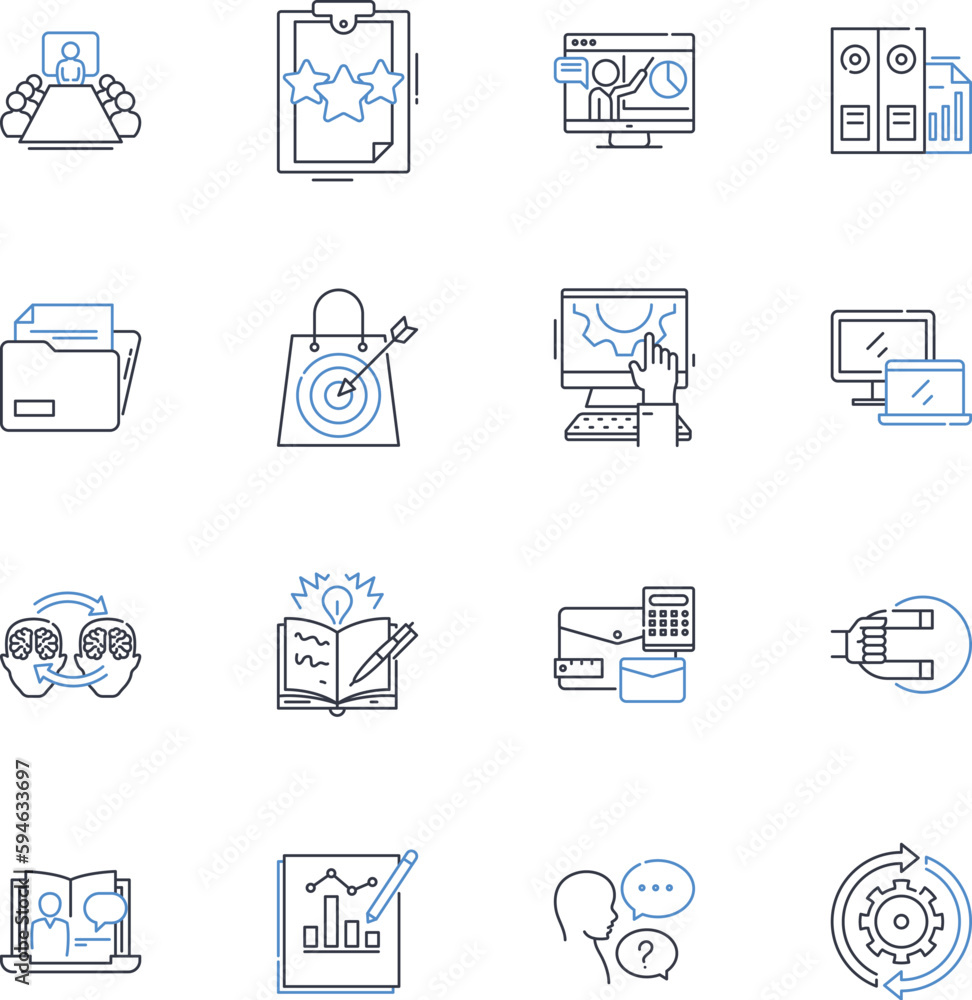 Vector de Stock B2B nerking line icons collection. Collaboration ...