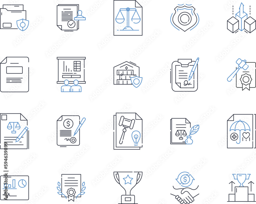 Criminal law line icons collection. Felony, Misdemeanor, Indictment ...