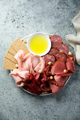 Wall Mural - Meat platter with nuts and bread