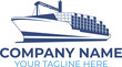 Illustration ship cargo logistics and express delivery company logo design template