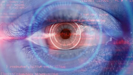 Wall Mural - digital eye with binary codes. concept of future innovation and ai artificial intelligence technolog