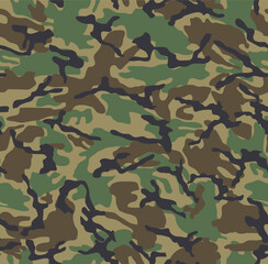 Wall Mural - Woodland camouflage seamless pattern. 