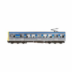 Sticker - A blue and yellow train, 3d rendering