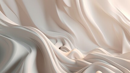 white silk textile background. illustration of wavy fabric ribbon. dynamic wavy cloth. generative ai
