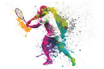 play tennis racket and splash isolated