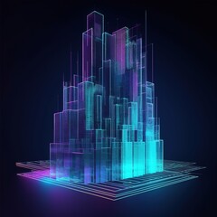 Wall Mural - Abstract hologram futuristic building data. generative ai