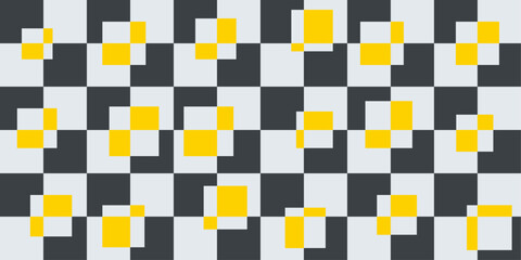 Poster - Abstract Chessboard with yellow squares. For prints, seamless surfaces, pillows, textiles, wallpaper, packaging, interior.