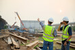 © เลิศลักษณ์ ทิพชัย - road construction engineer with civil engineer to supervise new road construction and inspect construction site site.