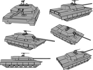 Wall Mural - Vector sketch illustration of modern war tank