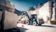 Marble quarry, bulldozer and big truck working. Generation AI