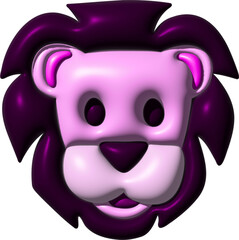 Sticker - 3d pink lion