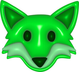 Sticker - 3d green fox