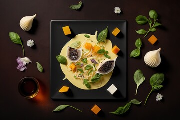 Wall Mural - yummy flat lay with truffle salad generative ai