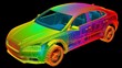 finite element analysis of a car, isolated industrial computer aided system data, magnitude of displacement and deformation vibro investigation 