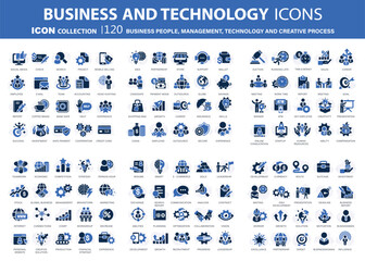 business people, management and technology icons set. businessman icons collection. teamwork, human 