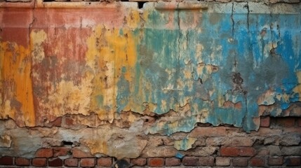 Wall Mural - Vintage colored brick wall texture, generative AI