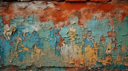 Wall Mural - Vintage colored brick wall texture, generative AI