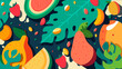 Colores de la naturaleza, vector de frutas y verduras 