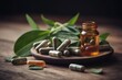 Medicine Organic Health Supplements: Herbal and Vitamin Capsules, generative ai