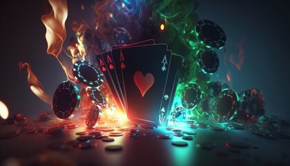 Casino background with colorful lights and flares generative ai