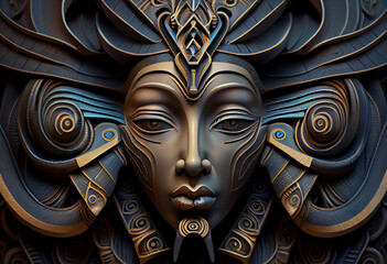 Wall Mural - Beautiful abstract Egyptian God Nephthys background. Generative AI technology.	
