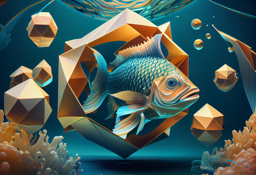 Beautiful abstract Ebisu - god of fishing and wealth. Generative AI technology.	
