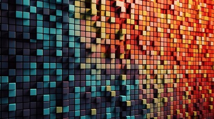Wall Mural - pattern of small squares or pixels, digital screen or display design. generative ai