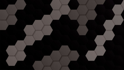 Wall Mural - Abstract hexagonal shapes background. Geometric shape with black background. 