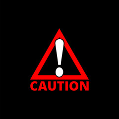 Attention caution illustration on black background.